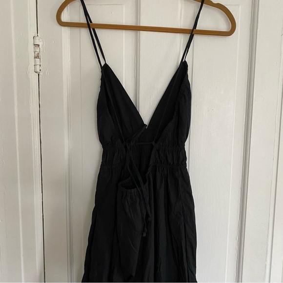 NWT J. Crew Oahu V-neck Tired Dress Maxi Black Organic Cotton Size M - Picture 5 of 8